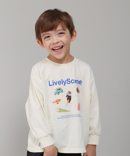 GLOBAL WORK(グローバルワーク)の「ヘビロッTEEプリント長袖/T/587897(Tシャツ/カットソー・キッズ・ホワイト/チャコールグレー/オフホワイト/ブルー/パープル系その他/グリーン系その他4・110cm/100cm/120cm)」の3枚目の写真