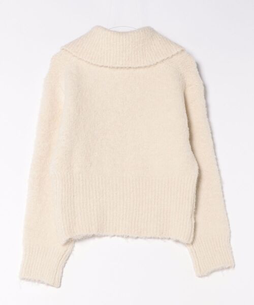 Lace Ladies（レースレディース）の「ウール混 ビッグカラー ダブルジップ ニット トップス（カーディガン/ボレロ・レディース・チャコールグレー/アイボリー・FREE）」の3枚目の写真