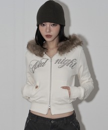 Midnight Move（ミッドナイトムーブ）の「A'GEM/9 × .kom 『MIDNIGHT MOVE/ミッドナイトムーブ』Crop hair zip up/クロップ ヘアー ZIP UP（パーカー）」