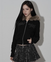 Midnight Move（ミッドナイトムーブ）の「A'GEM/9 × .kom 『MIDNIGHT MOVE/ミッドナイトムーブ』Crop hair zip up/クロップ ヘアー ZIP UP（パーカー）」