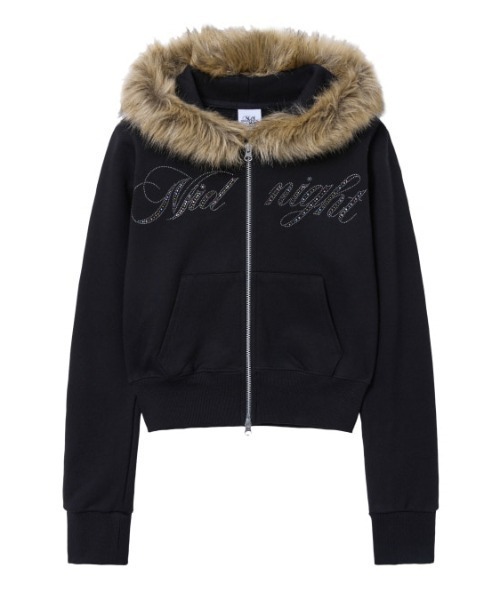 Midnight Move（ミッドナイトムーブ）の「A'GEM/9 × .kom 『MIDNIGHT MOVE/ミッドナイトムーブ』Crop hair zip up/クロップ ヘアー ZIP UP（パーカー・レディース・ブラック/アイボリー/グレー・FREE）」の12枚目の写真