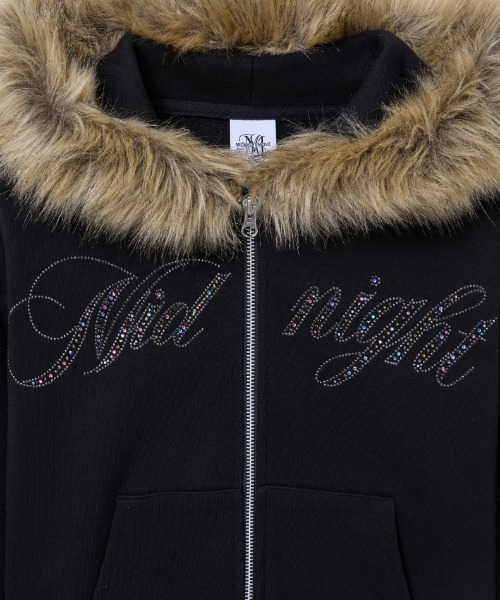 Midnight Move（ミッドナイトムーブ）の「A'GEM/9 × .kom 『MIDNIGHT MOVE/ミッドナイトムーブ』Crop hair zip up/クロップ ヘアー ZIP UP（パーカー・レディース・ブラック/アイボリー/グレー・FREE）」の14枚目の写真