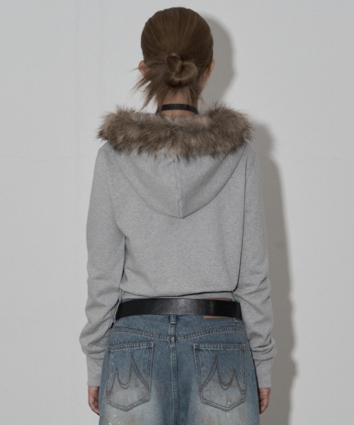 Midnight Move（ミッドナイトムーブ）の「A'GEM/9 × .kom 『MIDNIGHT MOVE/ミッドナイトムーブ』Crop hair zip up/クロップ ヘアー ZIP UP（パーカー・レディース・ブラック/アイボリー/グレー・FREE）」の18枚目の写真