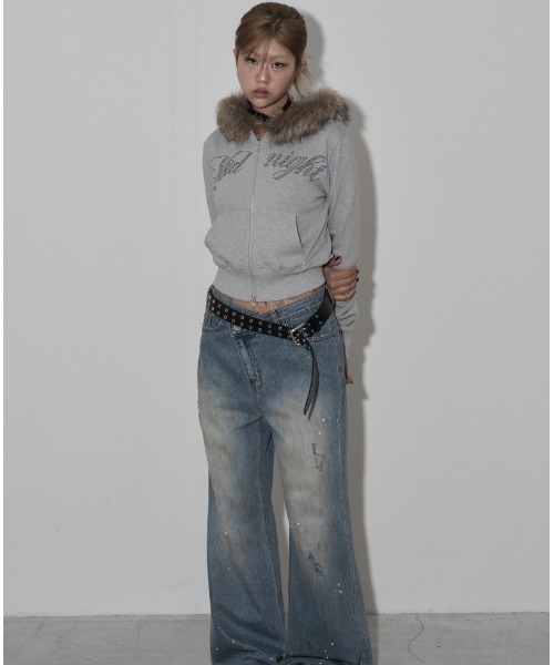 Midnight Move（ミッドナイトムーブ）の「A'GEM/9 × .kom 『MIDNIGHT MOVE/ミッドナイトムーブ』Crop hair zip up/クロップ ヘアー ZIP UP（パーカー・レディース・ブラック/アイボリー/グレー・FREE）」の20枚目の写真