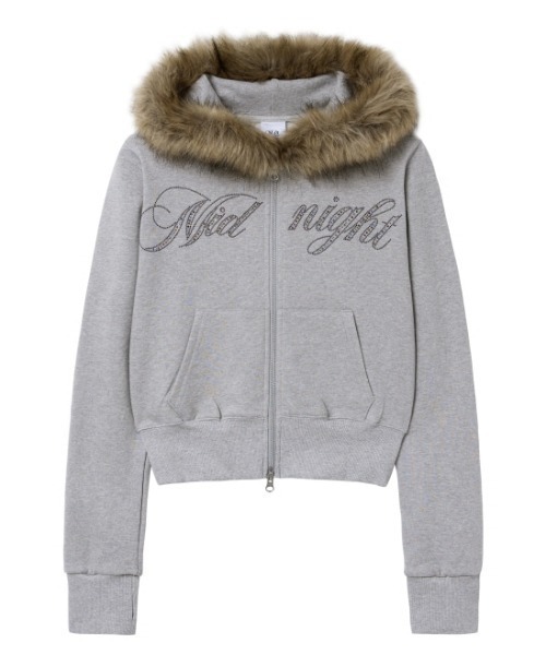 Midnight Move（ミッドナイトムーブ）の「A'GEM/9 × .kom 『MIDNIGHT MOVE/ミッドナイトムーブ』Crop hair zip up/クロップ ヘアー ZIP UP（パーカー・レディース・ブラック/アイボリー/グレー・FREE）」の15枚目の写真
