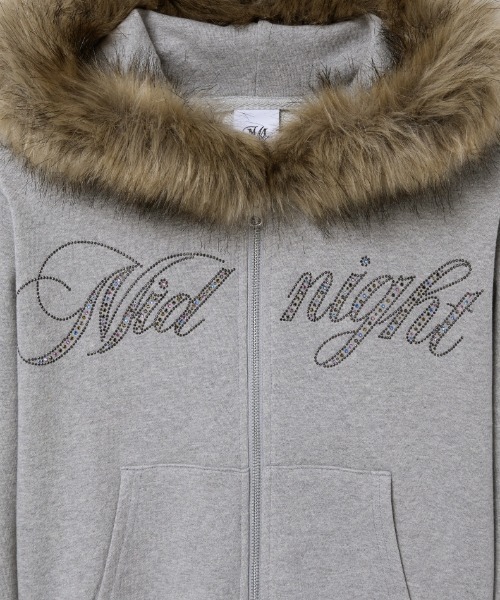 Midnight Move（ミッドナイトムーブ）の「A'GEM/9 × .kom 『MIDNIGHT MOVE/ミッドナイトムーブ』Crop hair zip up/クロップ ヘアー ZIP UP（パーカー・レディース・ブラック/アイボリー/グレー・FREE）」の9枚目の写真