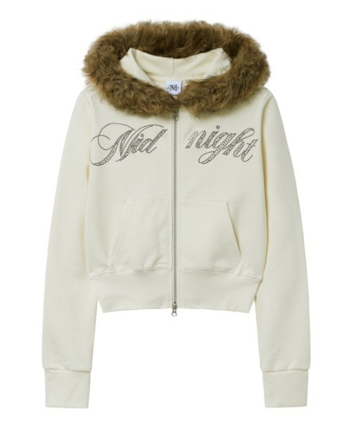 Midnight Move（ミッドナイトムーブ）の「A'GEM/9 × .kom 『MIDNIGHT MOVE/ミッドナイトムーブ』Crop hair zip up/クロップ ヘアー ZIP UP（パーカー・レディース・ブラック/アイボリー/グレー・FREE）」の21枚目の写真