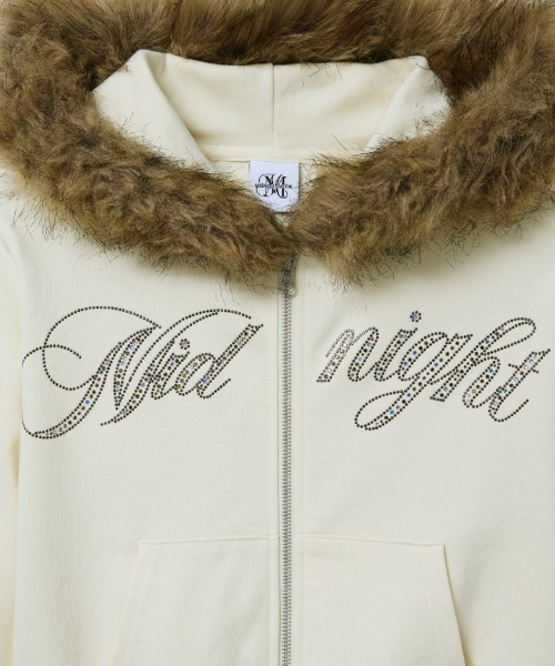 Midnight Move（ミッドナイトムーブ）の「A'GEM/9 × .kom 『MIDNIGHT MOVE/ミッドナイトムーブ』Crop hair zip up/クロップ ヘアー ZIP UP（パーカー・レディース・ブラック/アイボリー/グレー・FREE）」の11枚目の写真