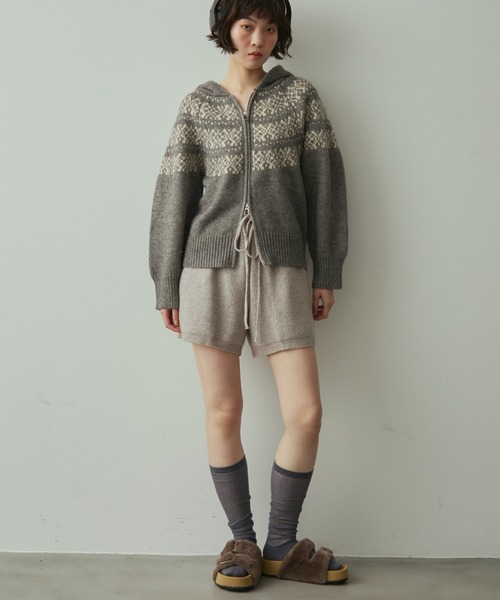 full/fill.（フルフィル）の「rib knit short pants / リブニットショートパンツ（その他パンツ・レディース・アイボリー/グレー・FREE）」の4枚目の写真