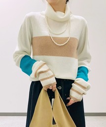 Q | リブタートルカラーニット(ニット/セーター)