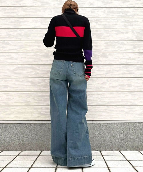 Q（キュー）の「リブタートルカラーニット（ニット/セーター・レディース・ライトグレー/アイボリー/ブラック・MEDIUM）」の8枚目の写真