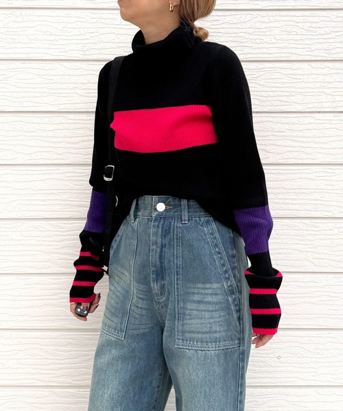 Q（キュー）の「リブタートルカラーニット（ニット/セーター・レディース・ライトグレー/アイボリー/ブラック・MEDIUM）」の20枚目の写真