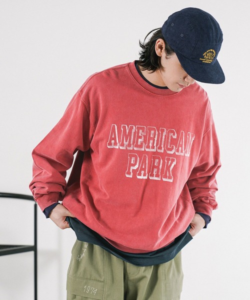 BAYFLOW（ベイフロー）の「SUNSETバックプリントプルオーバー（Tシャツ/カットソー・メンズ・チャコール/オフホワイト/ダークグレー/レッド/ブルー・LARGE/MEDIUM）」の5枚目の写真