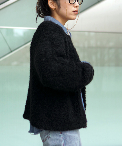 EVERYDAY I LIKE.（エヴリディアイライク）の「*ニットジャケット（その他アウター・レディース・ブラック・FREE）」の5枚目の写真