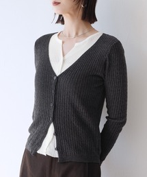 Yeoun（ヨウン）の「レイヤード風配色ニットカーディガン（カーディガン/ボレロ）」