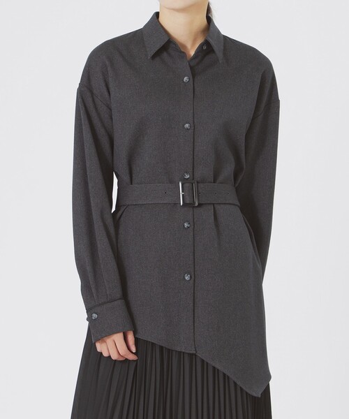 LOVELESS（ラブレス）の「アシンメトリーシャツアウター（シャツ/ブラウス・レディース・オフホワイト/グレー系その他2/ライトグリーン・36/34）」の9枚目の写真