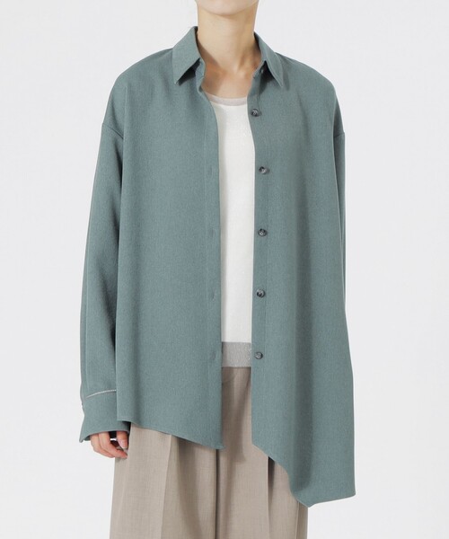 LOVELESS（ラブレス）の「アシンメトリーシャツアウター（シャツ/ブラウス・レディース・オフホワイト/グレー系その他2/ライトグリーン・36/34）」の12枚目の写真