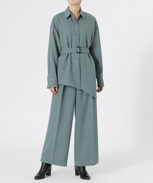 LOVELESS（ラブレス）の「アシンメトリーシャツアウター（シャツ/ブラウス・レディース・オフホワイト/グレー系その他2/ライトグリーン・36/34）」の16枚目の写真