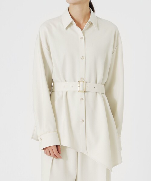LOVELESS（ラブレス）の「アシンメトリーシャツアウター（シャツ/ブラウス・レディース・オフホワイト/グレー系その他2/ライトグリーン・36/34）」の2枚目の写真