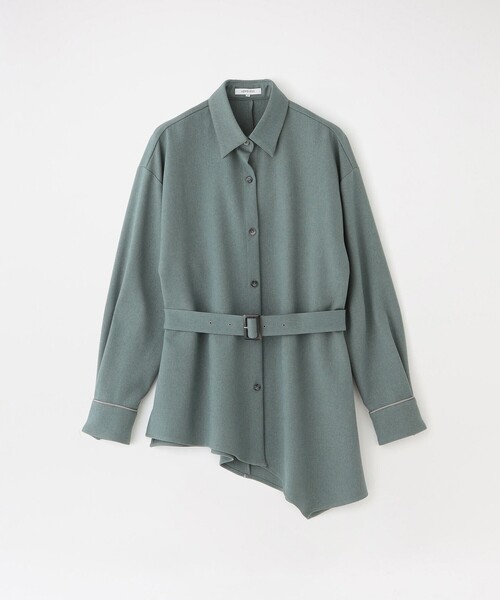 LOVELESS（ラブレス）の「アシンメトリーシャツアウター（シャツ/ブラウス・レディース・オフホワイト/グレー系その他2/ライトグリーン・36/34）」の6枚目の写真