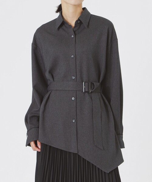 LOVELESS（ラブレス）の「アシンメトリーシャツアウター（シャツ/ブラウス・レディース・オフホワイト/グレー系その他2/ライトグリーン・36/34）」の7枚目の写真