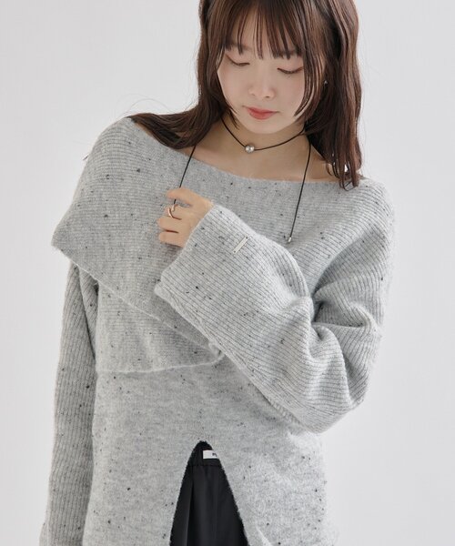 セール】【今すぐお届け可能◎前後2WAY仕様】クロスニットスリット