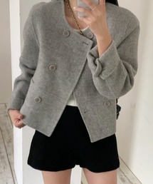 アルページュストーリー　メルトンショートコート　ノーカラーコート　白 楽天市場】【送料無料】メルトンノーカラーショートコート