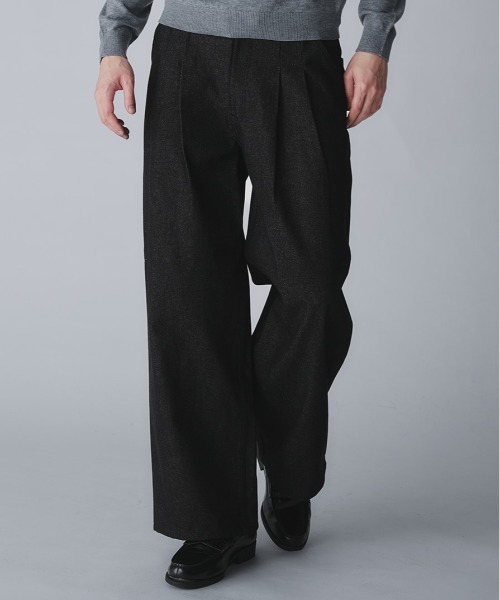 2tuck wide straight denim pants/ツータックワイドストレートデニム
