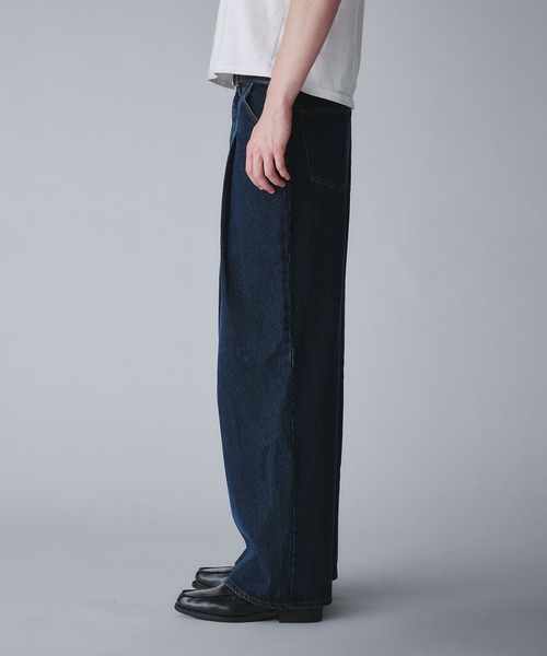 2tuck wide straight denim pants/ツータックワイドストレートデニム