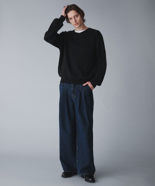 Regen Glanz（レーゲングランツ）の「2tuck wide straight denim pants/ツータックワイドストレートデニムパンツ（デニムパンツ・メンズ・ブラック/インディゴブルー・LARGE/SMALL/MEDIUM）」の9枚目の写真