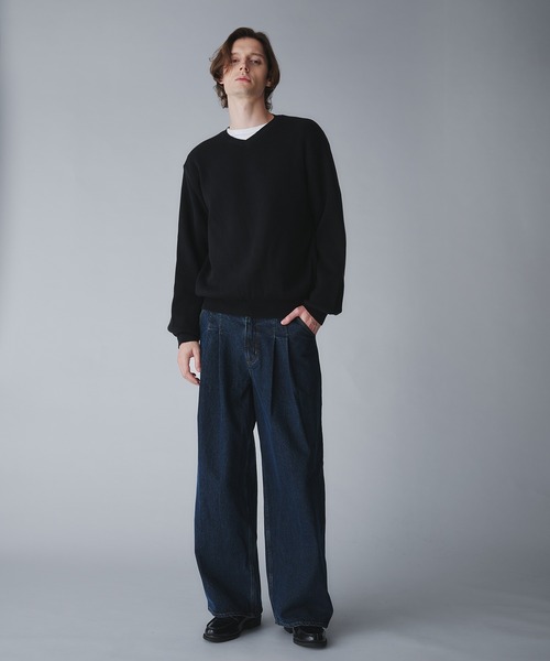 Regen Glanz（レーゲングランツ）の「2tuck wide straight denim pants/ツータックワイドストレートデニムパンツ（デニムパンツ・メンズ・ブラック/インディゴブルー・LARGE/SMALL/MEDIUM）」の10枚目の写真