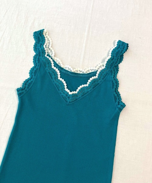 Q（キュー）の「バイカラーテレコタンク（タンクトップ・レディース・ブラック/パープル/ライトグレー/エメラルド/アイボリー/ネイビー・MEDIUM）」の5枚目の写真