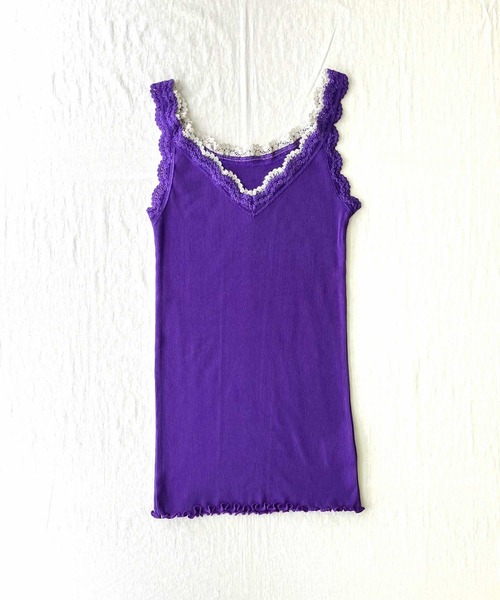 Q（キュー）の「バイカラーテレコタンク（タンクトップ・レディース・ブラック/パープル/ライトグレー・MEDIUM）」の11枚目の写真