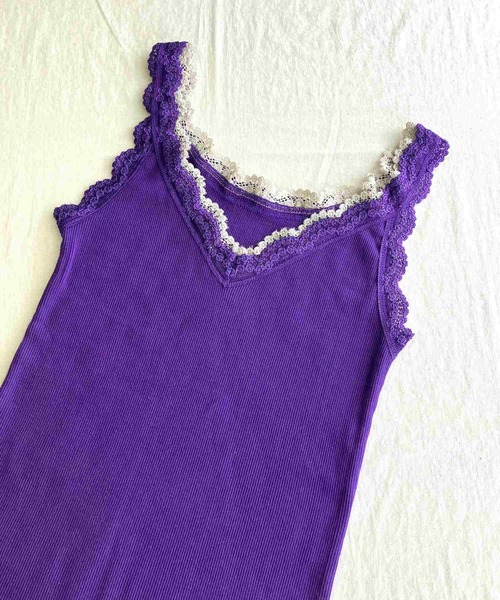 Q（キュー）の「バイカラーテレコタンク（タンクトップ・レディース・ブラック/パープル/ライトグレー・MEDIUM）」の15枚目の写真