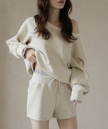 Ulysses（ユリシス）の「【セットアップ】ワンショルトップス＆レイヤードデザインショートパンツ（スウェット）」