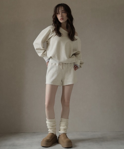 セール】【セットアップ】ワンショルトップス＆レイヤードデザイン