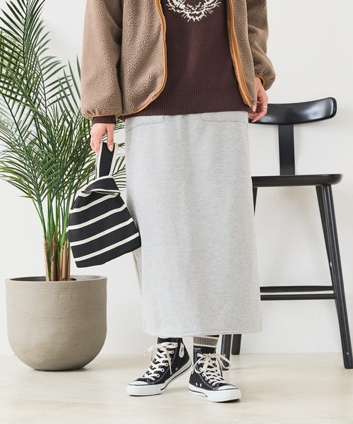 CONVERSE（コンバース）の「【CONVERSE/コンバース】裏ボア ボンディングスカート（スカート・レディース・杢グレー/ネイビー/ブラック・LARGE/MEDIUM）」の3枚目の写真