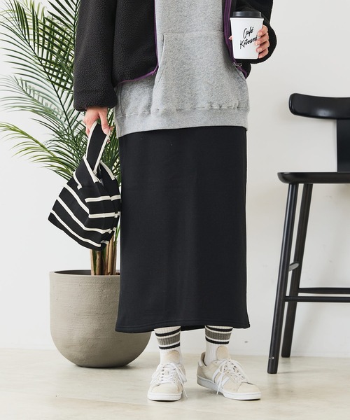 CONVERSE（コンバース）の「【CONVERSE/コンバース】裏ボア ボンディングスカート（スカート・レディース・杢グレー/ネイビー/ブラック・LARGE/MEDIUM）」の2枚目の写真