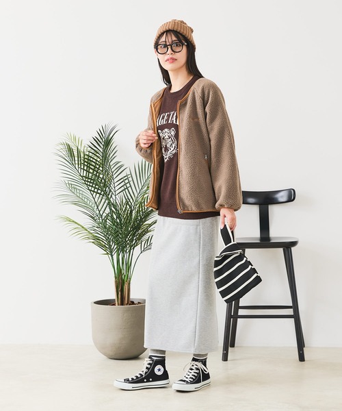 CONVERSE（コンバース）の「【CONVERSE/コンバース】裏ボア ボンディングスカート（スカート・レディース・杢グレー/ネイビー/ブラック・LARGE/MEDIUM）」の7枚目の写真