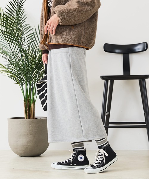 CONVERSE（コンバース）の「【CONVERSE/コンバース】裏ボア ボンディングスカート（スカート・レディース・杢グレー/ネイビー/ブラック・LARGE/MEDIUM）」の10枚目の写真