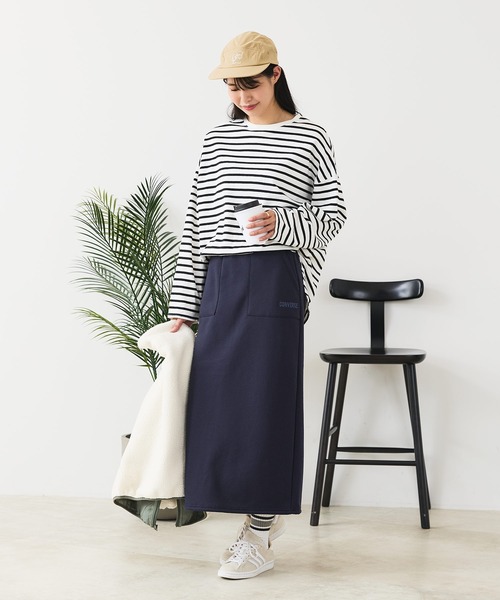 CONVERSE（コンバース）の「【CONVERSE/コンバース】裏ボア ボンディングスカート（スカート・レディース・杢グレー/ネイビー/ブラック・LARGE/MEDIUM）」の12枚目の写真