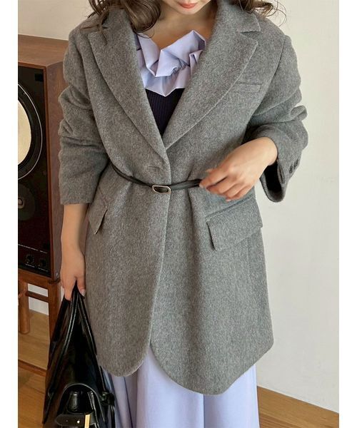 ベルト付きシャギーオーバージャケット（テーラードジャケット）｜LILY