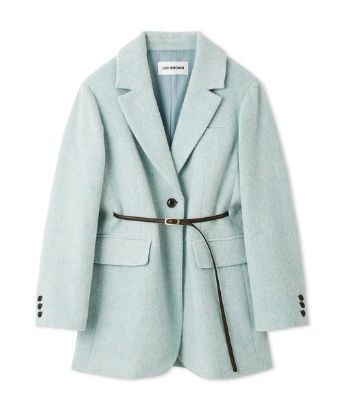 セール】ベルト付きシャギーオーバージャケット（テーラードジャケット