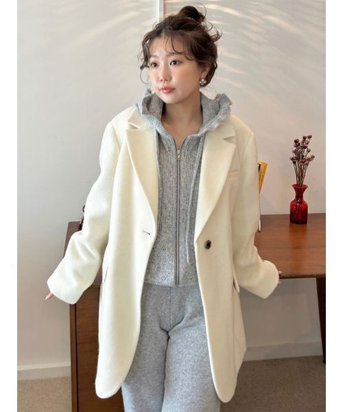 ベルト付きシャギーオーバージャケット（テーラードジャケット）｜LILY