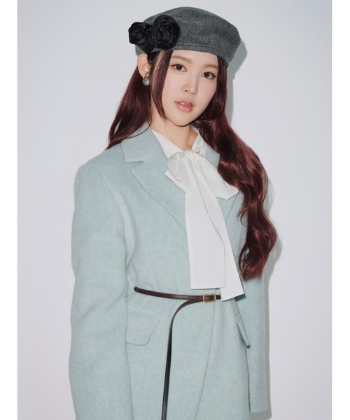 LILY BROWN（リリーブラウン）の「ベルト付きシャギーオーバージャケット（テーラードジャケット・レディース・オフホワイト/グレー/ブルー・0/1）」の3枚目の写真