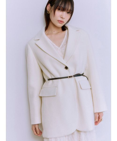 ベルト付きシャギーオーバージャケット（テーラードジャケット）｜LILY