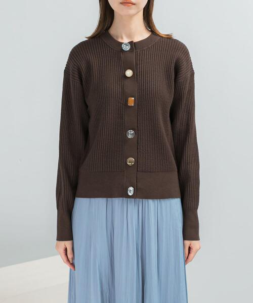 URBAN RESEARCH ROSSO WOMEN(アーバンリサーチ ロッソ)の「Torrazzo Donna Bijou Kint Cardigan(カーディガン/ボレロ・レディース・ブラウン/ネイビー・FREE)」の7枚目の写真