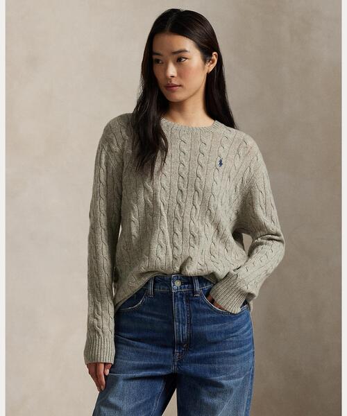 取引中美品✨ポロ ラルフローレン ケーブル ウール カシミヤ クルーネック ケーブル ウールカシミヤ クルーネック セーター（ニット/セーター