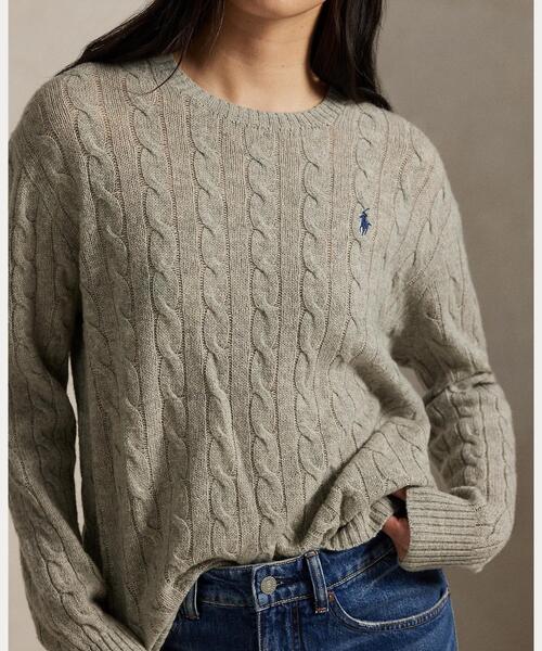 POLO RALPH LAUREN（ポロ ラルフ ローレン）の「ケーブル ウールカシミヤ クルーネック セーター（ニット/セーター・レディース・グレー系4・XXS/S/M/L/XL/XS）」の5枚目の写真