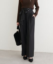 natural couture(ナチュラルクチュール)のウエストリボン付センタープレスパンツ(スラックス)